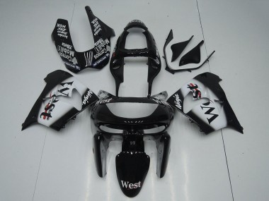 1998-1999 Glossy Black White West Kawasaki ZX9R Motorcycle Fairings UK