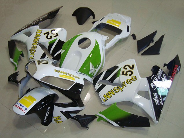 2003-2004 White Green Yellow Glossy Black Hannspree 52 Honda CBR600RR Motorcycle Fairings UK