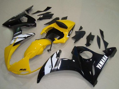 2003-2004 Yellow White Glossy Black Yamaha YZF R6 Motorcycle Fairings UK