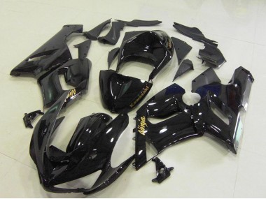 2005-2006 Glossy Black Gold Decals Kawasaki ZX6R Motorcycle Fairings UK