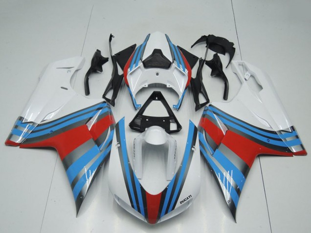 2007-2014 White Blue Red Ducati 848 1098 1198 Motorcycle Fairings UK