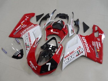 2007-2014 White Red Glossy Black Banner 7 Ducati 848 1098 1198 Motorcycle Fairings UK