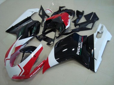 2007-2014 White Red Glossy Black Corse Ducati 1098 Motorcycle Fairings UK