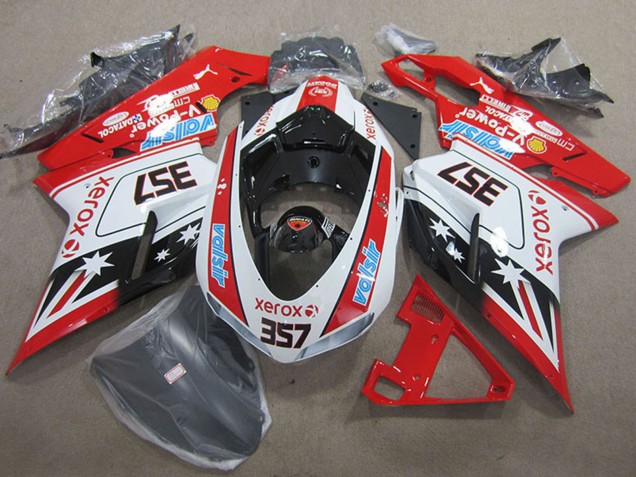 2007-2014 White Red Black Xerox 357 Ducati 1098 Motorcycle Fairings UK
