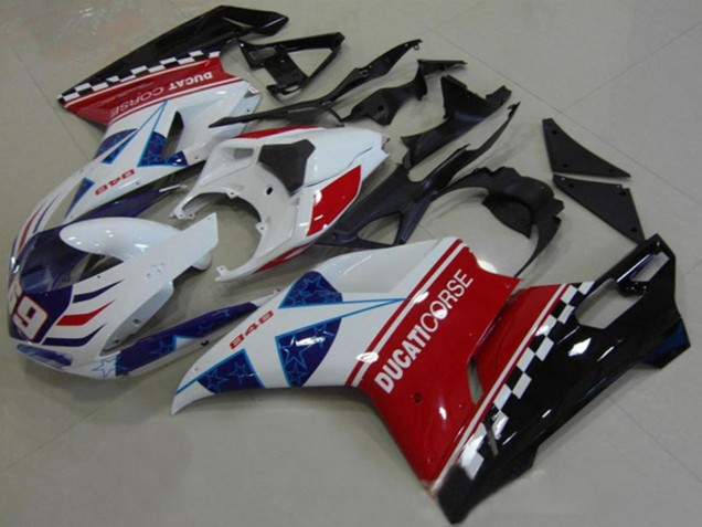 2007-2014 White Red Black Blue Corse 69 Ducati 1098 Motorcycle Fairings UK