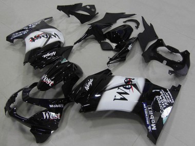2008-2012 Glossy Black White West Kawasaki ZX250R Motorcycle Fairings UK