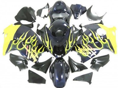 1997-2007 Glossy Black Yellow Flame Suzuki GSXR 1300 Motorcycle Fairings UK