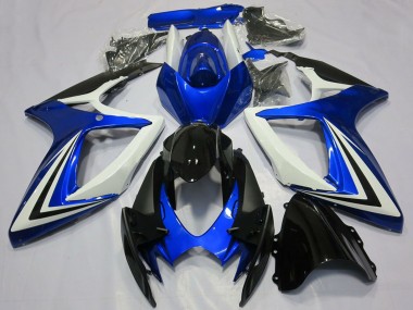 2006-2007 White Blue Glossy Black Stripe Suzuki GSXR 600 / GSXR 750 Motorcycle Fairings UK
