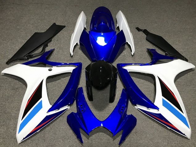 2006-2007 White Blue Glossy Black Suzuki GSXR 600 / GSXR 750 Motorcycle Fairing Kits UK