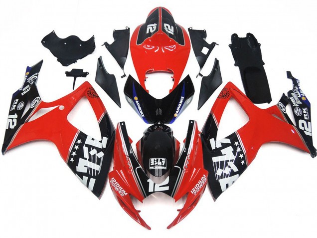 2006-2007 Red Glossy Black White Suzuki GSXR 600 / GSXR 750 Motorcycle Fairings UK