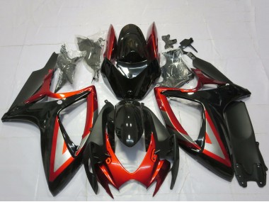 2006-2007 Glossy Black Red Silver Suzuki GSXR 600 / GSXR 750 Motorcycle Fairings UK