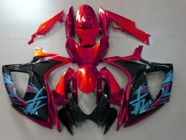 2006-2007 Red Black Light Blue Suzuki GSXR 600 / GSXR 750 Motorcycle Fairings UK