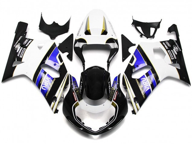 2001-2003 White Blue Glossy Black Viru Style Suzuki GSXR 600 / GSXR 750 Motorcycle Fairings UK