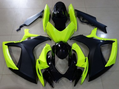 2006-2007 Neon Yellow Glossy Black Matte Black Suzuki GSXR 600 / GSXR 750 Motorcycle Fairings UK