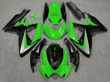 2006-2007 Green Silver Glossy Black OEM Style Suzuki GSXR 600 / GSXR 750 Motorcycle Fairings UK