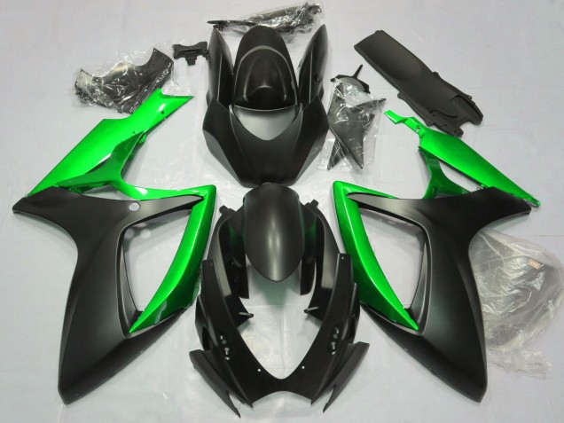 2006-2007 Matte Black Green Suzuki GSXR 600 / GSXR 750 Motorcycle Fairings UK