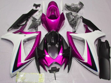 2006-2007 White Pink Glossy Black Suzuki GSXR 600 / GSXR 750 Motorcycle Fairings UK