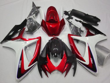 2006-2007 White Red Glossy Black Suzuki GSXR 600 / GSXR 750 Motorcycle Fairings UK