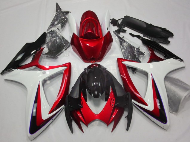 2006-2007 White Red Glossy Black Suzuki GSXR 600 / GSXR 750 Motorcycle Fairings UK