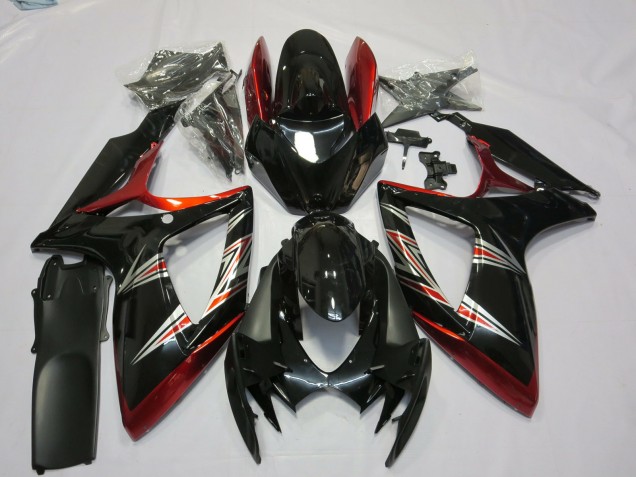 2006-2007 Red Glossy Black Suzuki GSXR 600 / GSXR 750 Motorcycle Fairings UK