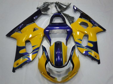 2001-2003 Yellow Blue Suzuki GSXR 600 / GSXR 750 Motorcycle Fairings UK