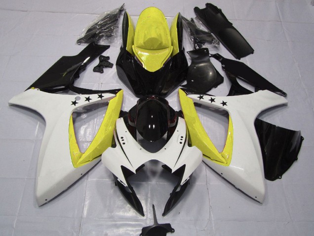 2006-2007 Yellow White Glossy Black Star Suzuki GSXR 600 / GSXR 750 Motorcycle Fairings UK