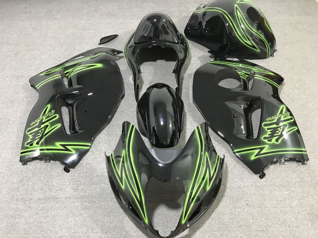 1997-2007 Glossy Black Green Lightning Suzuki GSXR 1300 Motorcycle Fairings UK