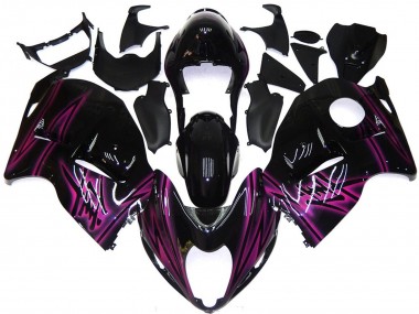 1997-2007 Glossy Black Purple Flame Suzuki GSXR 1300 Motorcycle Fairings UK