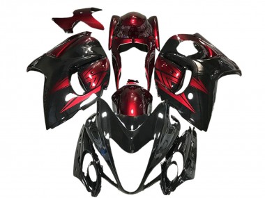 2008-2020 Glossy Black and Deep Red Suzuki GSXR 1300 Motorcycle Fairings UK