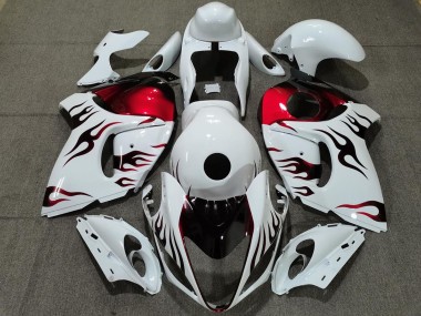 2008-2020 Glossy White Red Flame Suzuki GSXR 1300 Motorcycle Fairings UK