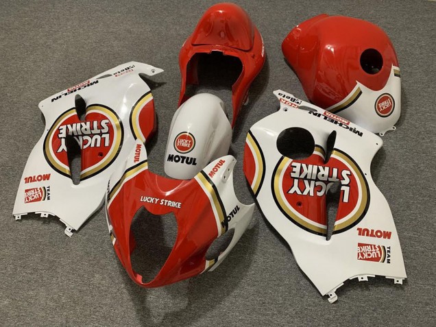 1997-2007 White Red Lucky Strike Suzuki GSXR 1300 Motorcycle Fairings UK