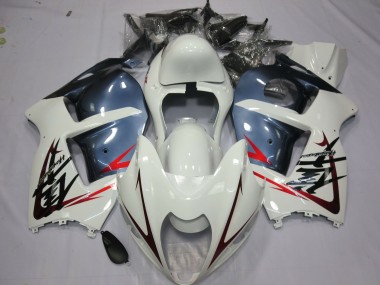 1997-2007 White and Dusty Blue Suzuki GSXR 1300 Motorcycle Fairings UK