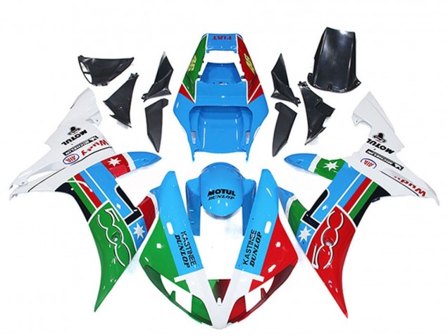 2002-2003 White Blue Red Green Motul Michelin Dunlop Yamaha R1 Motorcycle Fairings UK