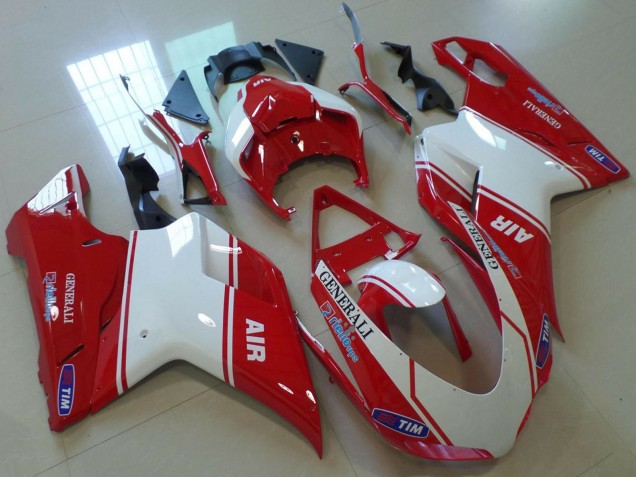 2007-2014 Red White Air Generali Tim Ducati 848 1098 1198 Motorcycle Fairings UK