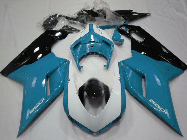 2007-2014 Blue White Glossy Black Ducati 1098 Motorcycle Fairings UK