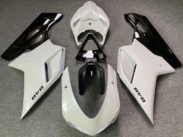 2007-2014 Pearl White Glossy Black Ducati 848 Motorcycle Fairings UK
