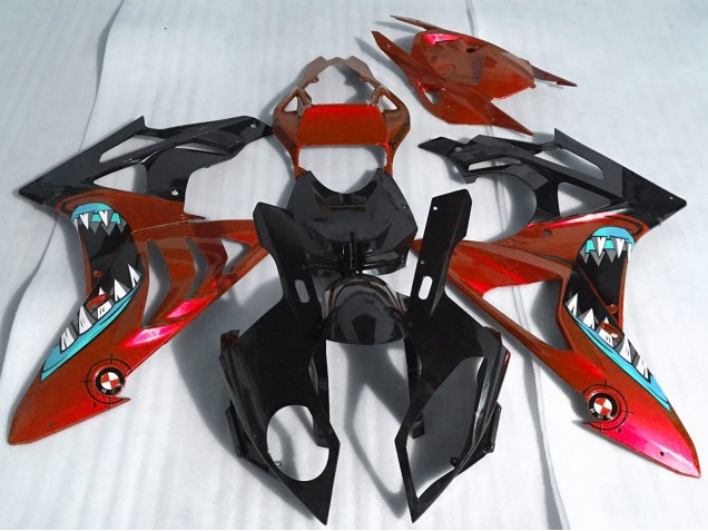 2017-2018 Red Glossy Black Shark BMW S1000RR Motorcycle Fairings UK