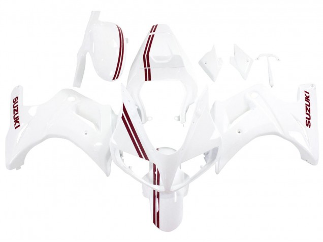 2003-2013 White with Dark Red Lines Suzuki SV650 Motorcycle Fairings UK