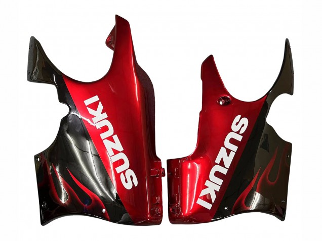 2004-2006 Glossy Black Red Flame Suzuki GSX600F/GSX750F Motorcycle Fairings UK