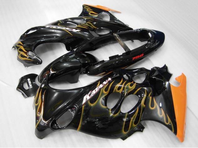 2004-2006 Glossy Black Orange Flame Katana Suzuki GSX600F/GSX750F Motorcycle Fairings UK