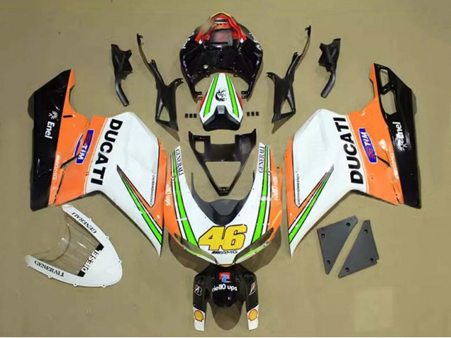2007-2014 White Orange Green Glossy Black Tim 46 Ducati 848/1098/1198 Motorcycle Fairings UK