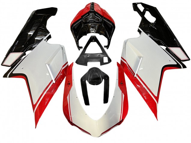 2007-2014 White Red Glossy Black Ducati 848/1098/1198 Motorcycle Fairing UK