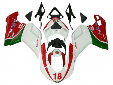 2007-2014 White Red Green 18 Ducati 848/1098/1198 Motorcycle Fairings UK