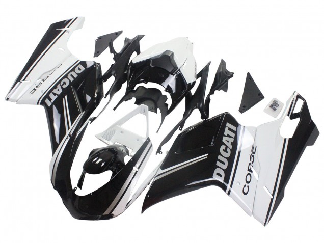 2007-2014 White Glossy Black Corse Ducati 848/1098/1198 Motorcycle Fairings UK