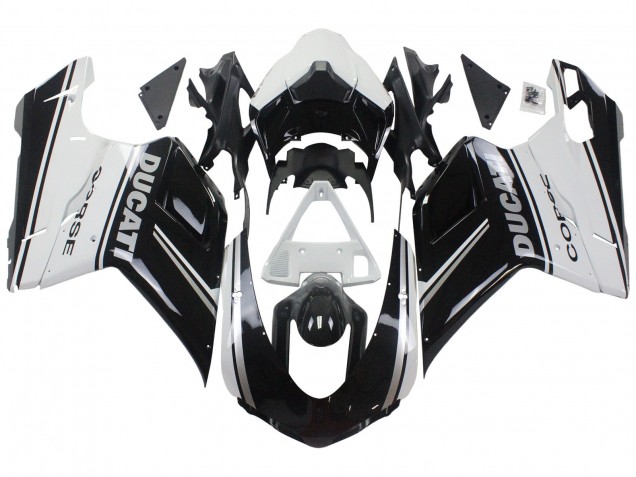 2007-2014 White Glossy Black Corse Ducati 848/1098/1198 Motorcycle Fairings UK