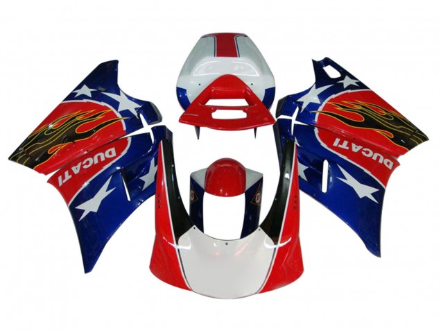 1993-2005 White Red Blue Glossy Black Flame Ducati 748/916/996/998 Motorcycle Fairings UK