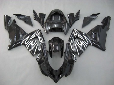 2004-2005 Black White Kawasaki ZX10R Motorcycle Fairings UK