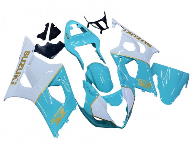 2003-2004 White Light Blue Gold Suzuki GSXR 1000 Motorcycle Fairings UK
