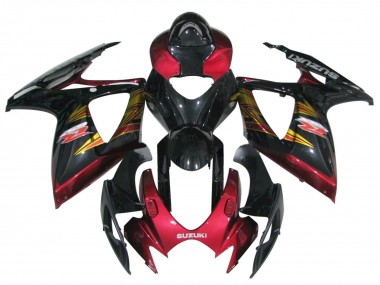 2006-2007 Glossy Black Red Gold Suzuki GSXR 600 / GSXR 750 Motorcycle Fairing UK