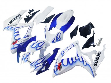 2006-2007 White Blue Flame Suzuki GSXR 600 / GSXR 750 Motorcycle Fairings UK